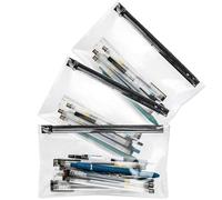 elzle Astuccio Trasparente per Esami, Astuccio per Penne Trasparepnte da 3 Pezzi, Astuccio per Matite in PVC Impermeabile, Custodia Versatile per Cancelleria, Articoli da Toeletta, Truccod