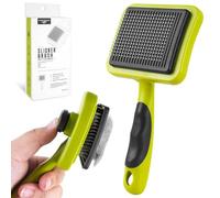 elzle Spazzola per Cani/Gatti, Pettine Autopulente Spazzola Morbida per Cane Pelo Lungo, Cardatore per Cani Gatti, Rimuove il Sottopelo, Brush per Golden Retriever,Labrador Verde