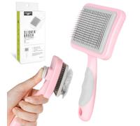 elzle Spazzola per Cani/Gatti, Pettine Autopulente Spazzola Morbida per Cane Pelo Lungo, Cardatore per Cani Gatti, Rimuove il Sottopelo, Brush per Golden Retriever,Labrador Rosa