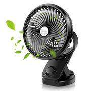 ELZO Mini Ventilatore con Clip, 5000mAh Ventilatore USB da Tavolo con Rotazione a 360°, Silenzioso Ventilatore Portatile Ricaricabile a Velocità Continua per Passeggino Ufficio Campeggio Auto