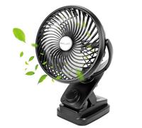 ELZO Ventilatore con clip USB, 20.000 mAh, mini ventilatore da tavolo, luce LED, da campeggio, ricaricabile, oscillante, automatico, da scrivania, per casa, ufficio, passeggino