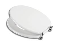EM Originale Sedile Copri Wc Igienico Bianco Universale Tavoletta Copriwater MDF Rivestito Cerniere Regolabili 44x38X 2.8 cm