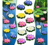 EMAGEREN 10 Pezzi Fiore di Loto Artificiale in Schiuma Fiori Galleggianti per Piscina in 5 Colori Fior di Loto Ninfea 10cm per Stagno Piscina Acquario Decorazione dell'Acqua