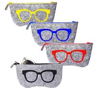 EMAGEREN 4 pezzi Custodia per Occhiali Portatile Morbida Occhiali Custodia Borsa Morbida per Occhiali con Cerniera in Feltro Portatile da Viaggio Occhiali Astuccio Marsupio per Occhiali da Sole