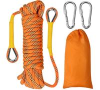 EMAGEREN Corda da Arrampicata 8mm ad Alta Tenacità, Corda di Sicurezza con Sacchetto di Trasporto, Corda Statica Intrecciata con 2 Moschettoni, per Escursionismo, Campeggio, Fuga (Arancione, 10m)
