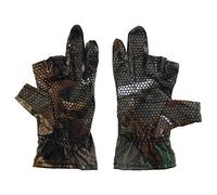 eMagTech 1 paio di 3 guanti da pesca bassi senza dita per uomo caccia kayak escursionismo mimetico estate antiscivolo assorbire l'umidità asciugatura rapida leggero elastico lavorato a maglia silicone