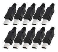eMagTech 10 Pezzi Mini USB Plug Mini USB Connettori Maschi Saldare Spina USB Testa Di Connessione Per La Creazione Di Cavi Dati Fai Da Te Connettori Per Progetti Elettronici 34x9x8mm Nero