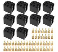 eMagTech 10 Pezzi Presa Per Relè Per Auto A 5 Pin Con Terminali Da 6,3 Mm 12 V 30 A Per Allarmi Per Auto Avviamento A Distanza Fari Nascosti