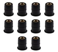 eMagTech 10 x M5 Moto Parabrezza Bulloni Rondelle Wellnut Gomma Ottone Compatibile con Ducati Honda Kawasaki Yamaha Polaris ATV Nero