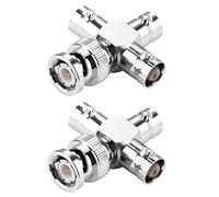 eMagTech 2 adattatori da BNC maschio a 3 femmina, connettore coassiale tipo T, splitter a 4 vie, adattatore coassiale per cavo di prolunga cavo coassiale CCTV radio WiFi, 50 Ohm