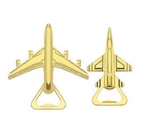 eMagTech 2 apribottiglie da birra a forma di aereo e combattente a forma di bottiglia strumento di apertura gadget decorazione aerea regali aerei per pilota con confezione regalo oro