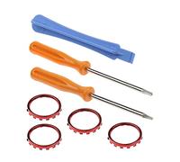 eMagTech - 2 paia di anelli rossi con cacciavite T6 T8, placcatura in plastica, cromato opaco, Gamepad 3D da 2,5 cm, con perla, per controller Xbox One Elite