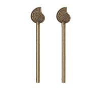 eMagTech 2 perni di bloccaggio in bronzo retrò, stile cinese, a forma di foglia, per armadietti, porte, cassetti, porte, armadi, scarpiere (11 mm)