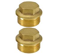 eMagTech 2 pezzi 3/4 "BSP Filettatura Maschio Tappo Tappo Terminale Tubo 3/4 "Ottone Maschio Tappo di Blanking Accessori per Tubo Collegamento Bagno Cucina Oro