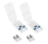 eMagTech 2 Set Di Piedini Premistoffa Per Macchina A Doppio Ago Elasticizzato Compatibile Con Brother Compatibile Con JANOME E Singer.