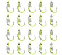 eMagTech 20 ami da pesca a molla, misura 7 #, ganci in acciaio ad alto tenore di carbonio con molla in metallo, ganci girevoli da pesca adatti per esche per trote carpe, giallo fluorescente