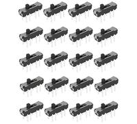eMagTech 20 Pezzi Interruttori A Scorrimento Verticali SP3T 3 Posizioni Interruttore A Levetta THT 12V 100mA Per Giocattoli Fai Da Te 13x3,5 Mm