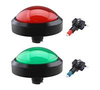 eMagTech 2PCS 100mm Big Dome 12V LED Illuminato Pulsanti con Micro Interruttore per Arcade Machine Video Games Parts (Rosso e Verde)