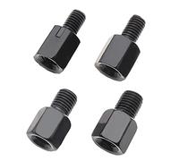 eMagTech 4 Pezzi Adattatore Per Specchietti Per Moto Regolazione Altezza In Acciaio Zincato Riser/Estensore Per Specchietti Per Moto Viti Da M8 A M8/10 Filettatura LH/RH