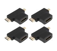 eMagTech 4 Pezzi Micro Mini 2-in-1 Adattatore HDMI 27x32x8mm 90 Gradi 2 In 1 Combo Adattatore Per Smartphone Tablet E Fotocamere 2-in-1 HDMI Multi-Adattatore Nero