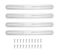 eMagTech 4 piastre di rammendo piatte regolabili, 215 x 24 mm, staffe angolari piatte in acciaio inox con foro scanalato per mobili in legno, supporto per case in PC