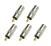 eMagTech 5 connettori adattatori in ottone BNC maschio a RCA Phono femmina, placcati in oro, compatibili con telecamere di sicurezza CCTV, sistema di sorveglianza, monitor, TV, DVR, telecamere