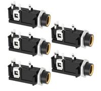 eMagTech 5 Pezzi 4 Pin PCB Jack Socket 6.35mm Stereo Headphone Socket Jack Placcato Oro Con Guarnizione Per PCB Chitarra Microfono Microfono Cuffia