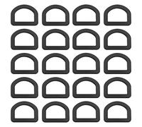 eMagTech Anelli a D semicircolari in plastica da 25 mm, anello a D in plastica, anello di regolazione per cinture, imbracature e vestiti, 20 pezzi, Nero , 20x 25mm