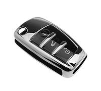 eMagTech Cover per chiave auto in TPU con 3 pulsanti per auto, custodia a prova di goccia, colore argento compatibile con Audi A1 A3 A4 A6 Q3 Q5 Q7 S3 R8 TT