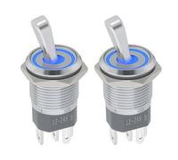 eMagTech Interruttore a bilanciere illuminato a LED da 2 pezzi 16 mm a levetta a 2 posizioni luce da 3 a 6 V commutazione fino a 24 V blu