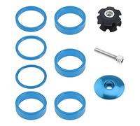 eMagTech Kit di ricambio per distanziatori per cuffie da bici, distanziatore per manubrio per bicicletta, con vite e artiglio, adatto per forcella da 28,6 mm, colore: blu