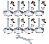 eMagTech Set di 8 piedini di livellamento regolabili M10 altezza regolabile livellatori per mobili piede con dado a T chiave per tavolo sedia armadio da cucina argento