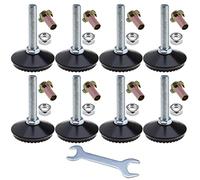 eMagTech Set di 8 piedini di livellamento regolabili M10, regolabili in altezza, per livellamento dei mobili, con chiave a T per sedia da tavolo, armadi da cucina, colore: nero