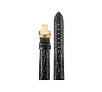 EMAIGlPO 16 17 19 20mm cinturino in pelle di coccodrillo braccialetto adatto for Cartier Tank/London Solo uomo donna cinturino in vera pelle(Black gold Folding,17mm)