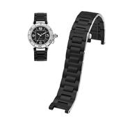 EMAIGlPO Bracciale Notch Precision Steel 20 * 12MM 22 * 14MM Cinturino for orologio Chiusura pieghevole adatta for cinturino for orologio in acciaio inossidabile for Cartier Pasha(Black,20.12mm)