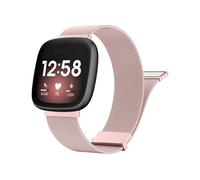 EMAIGlPO Cinturino in metallo adatto for Fitbit Versa 3 4 Sense/Sense 2, cinturino di ricambio in maglia milanese(Rose pink,For Versa Sense)