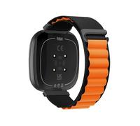 EMAIGlPO Cinturino in nylon ad anello adatto for Fitbit Versa 4/3 Sense 2/1, cinturino sportivo sostituibile, accessori(Black orange,For Fitbit Sense)