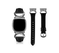 EMAIGlPO Cinturino in pelle adatto for Fitbit Versa 4/3/Sense 2/Sense Watch Accessories(Black,For Versa3 versa4)