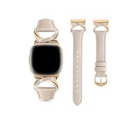 EMAIGlPO Cinturino in pelle adatto for Fitbit Versa 4/3/Sense 2/Sense Watch Accessories(Ivory,For Sense sense2)