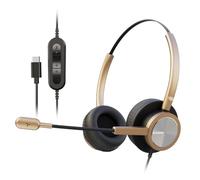 EMAIKER Cuffie USB Tipo C con Microfono, Auricolari USB C per PC, Mac, Tablet, Mac, Cuffie Microfono Type C per Skype, SoftPhone, Call Center, Chat Cristallina, Ultra Confortevoli