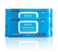 EMALLA 2 Salviette Umide Professionali al Green Soap per Tatuaggi (96 Unità) Fibra Vegetale Senza Alcool Detergente Delicato Cura Post-tatuaggio