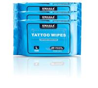 EMALLA 3 Salviette Umide Professionali al Green Soap per Tatuaggi (60 Unità) Fibra Vegetale Senza Alcool Detergente Delicato Cura Post-tatuaggio