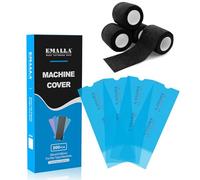 EMALLA Grip Tape Tattoo & Borse della Macchinetta per Tatuaggi Set 200pezzi Blu Copertura della Macchina con Sigillatura Autoadesiva 4pezzi Benda Elastica Autoadesiva Tape(Nero)