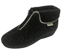 EMANUELA 501 Nero Pantofola Donna Made in Italy con Cerniera Centrale E Fodera Lana Zeppa 3,5 CM Lavabile in Lavatrice A 30 Gradi Nero 36