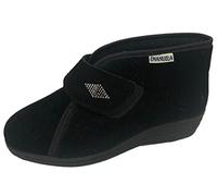 EMANUELA 536 Nero Velluto Pantofole Donna Made in Italy Lavabili in Lavatrice A 30 Gradi Strappo Fodera Lana Zeppa 3,5 CM Nero 38