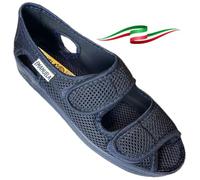 EMANUELA Sandali ciabatte pantofole donna regolabili con strappi tessuto alveare forato traspirtante Made in italy (blu alveare, Sistema Taglie Calzature EU, Adulto, Donna, Numero, Media, 40)