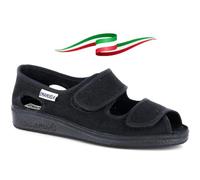Emanuela Sandali donna regolabili con strappi tomaia in leggera cotone ideale piedi gonfi modello 66 made in italy 2025 (nero, Sistema Taglie Calzature EU, Adulto, Donna, Numero, Media, 41)