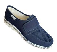 Emanuela scarpe pantofole uomo estive RIMINI in tela a nido d'ape davanti con strappo pianta comoda - Made in Italy (blu scuro, Sistema Taglie Calzature EU, Adulto, Uomo, Numero, Media, 44)