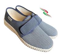 Emanuela scarpe pantofole uomo estive TAORMINA tutta in tela a nido d'ape davanti con strappo pianta comoda Made in Italy (azzurro jeans, Sistema Taglie Calzature EU, Adulto, Uomo, Numero, Media, 45)