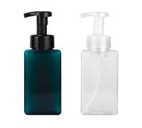 Emarful Set dispenser di sapone per le mani in plastica, bottiglie riutilizzabili per cucina e bagno, per shampoo, bagnoschiuma, detergente viso (2, trasparente+blu, 450 ml)